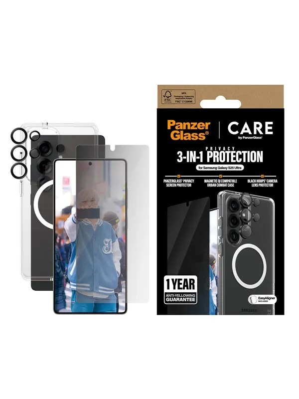 CARE by PanzerGlass Flagship 3-in-1 Privacy Bundle Samsung Galaxy S25 Ultra