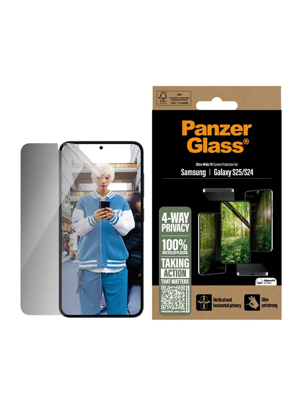 PanzerGlass ECO MATRIX 4-way Privacy Screen Protector Samsung Galaxy S25 | Ultra-wide Fit