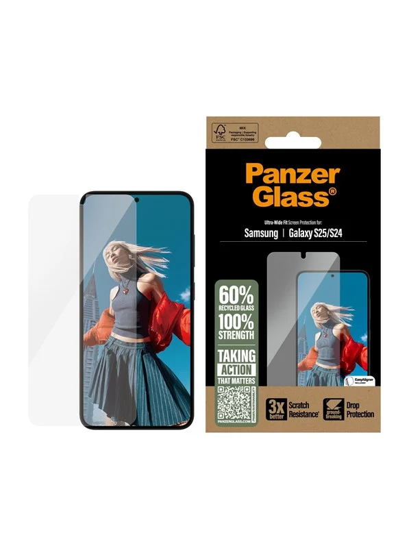 PanzerGlass Screen Protector Samsung Galaxy S25 | Ultra-Wide Fit