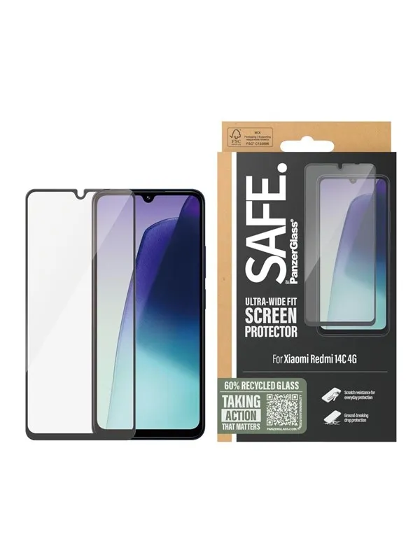 SAFE by PanzerGlass Skjermbeskyttelse Xiaomi Redmi 14C, Ultra-Wide Fit