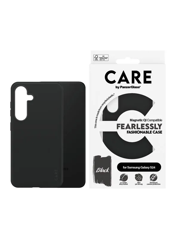 CARE by PanzerGlass Fashionable Case Black w. QI Compatible Samsung Galaxy S24