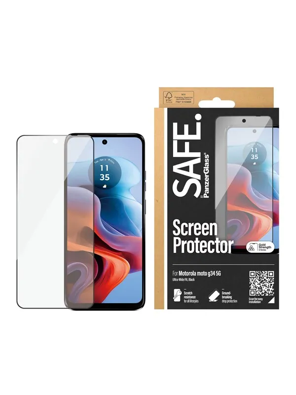 SAFE by PanzerGlass Screen Protector Motorola moto G34 5G | Ultra-Wide Fit
