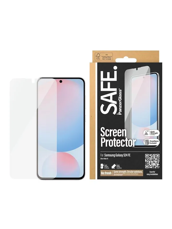 SAFE by PanzerGlass Screen Protector Samsung Galaxy S24 FE | Ultra-Wide Fit w. Aligner