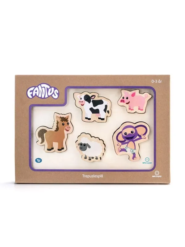Fantorangen & Fantus  WOODEN PUZZLE FARM ANIMALS 31.5X22CM