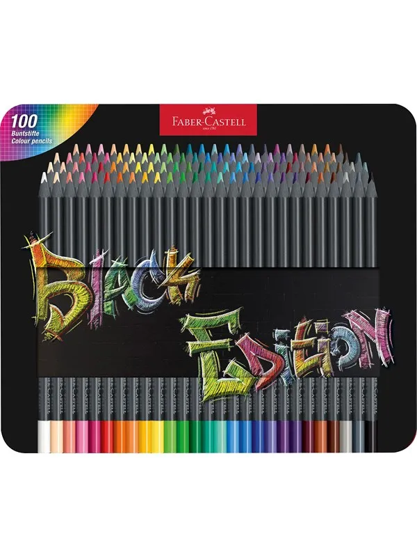 Faber-Castell Colour Pencils Black Edition tin 100x