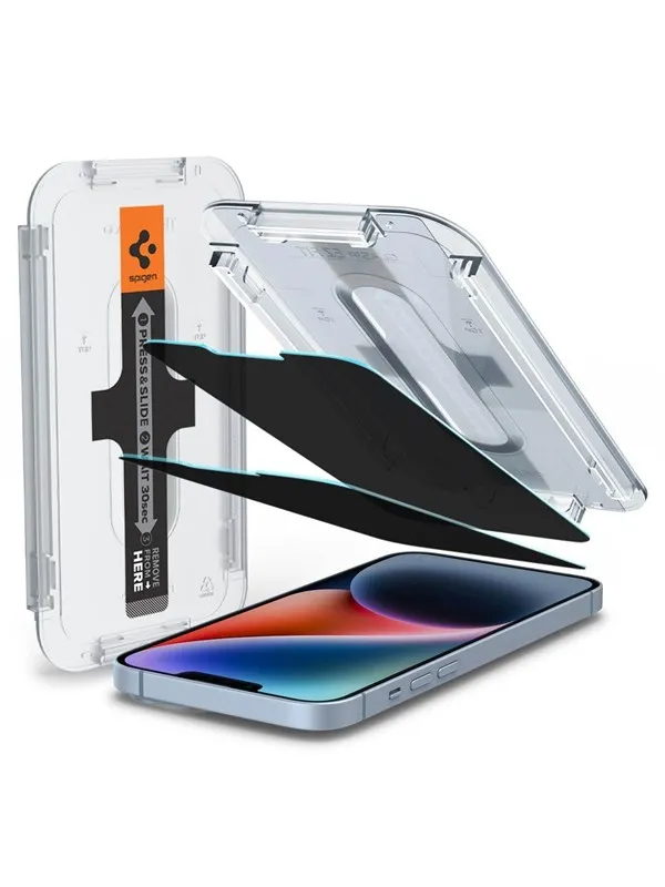Spigen Glass tR EZ Fit Transparency Sensor Open Privacy 2 Pack - iPhone 16e/14/13/13 Pro