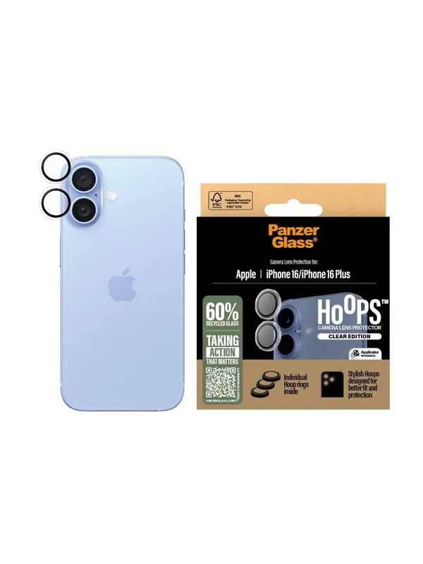 PanzerGlass Hoops™ Transparent Lens Protector iPhone 16 | 16 Plus
