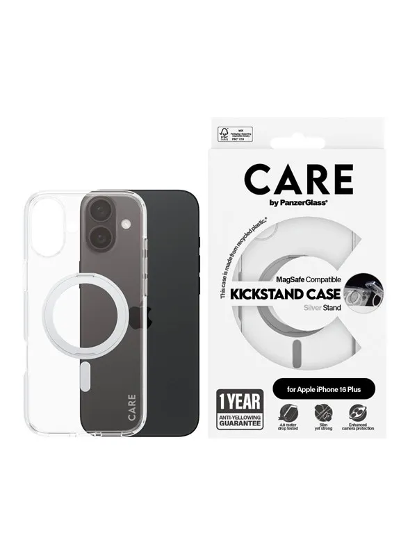 CARE by PanzerGlass Case Feature Silver Kickstand & MagSafe iPhone 16 Plus