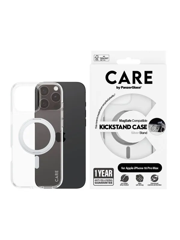 CARE by PanzerGlass Case Feature Silver Kickstand & MagSafe iPhone 16 Pro Max
