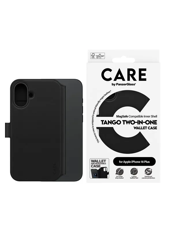 CARE by PanzerGlass Case Feature Tango Two-in-One Wallet Case iPhone 16 Plus