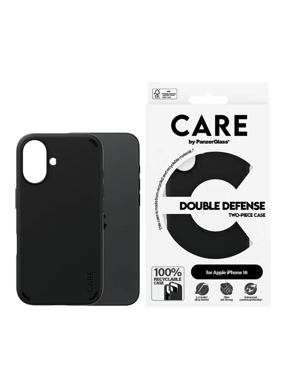 CARE by PanzerGlass Case Feature Double Defence Black iPhone 16