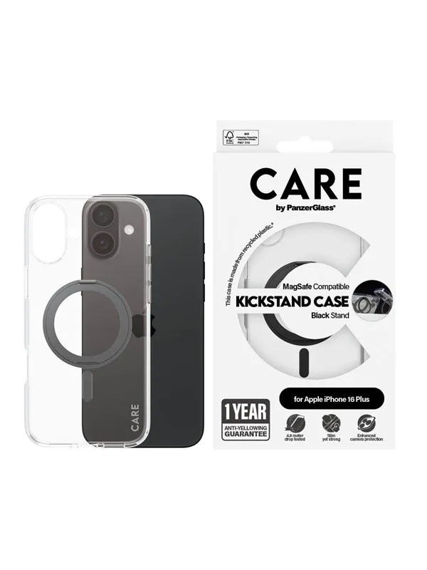 CARE by PanzerGlass Case Feature Black Kickstand & MagSafe iPhone 16 Plus