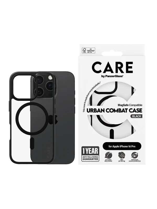 CARE by PanzerGlass Case Flagship Urban Combat Black MagSafe iPhone 16 Pro