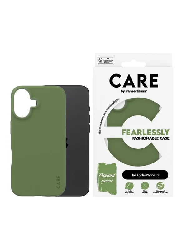 CARE by PanzerGlass Case Fashion Green iPhone 16
