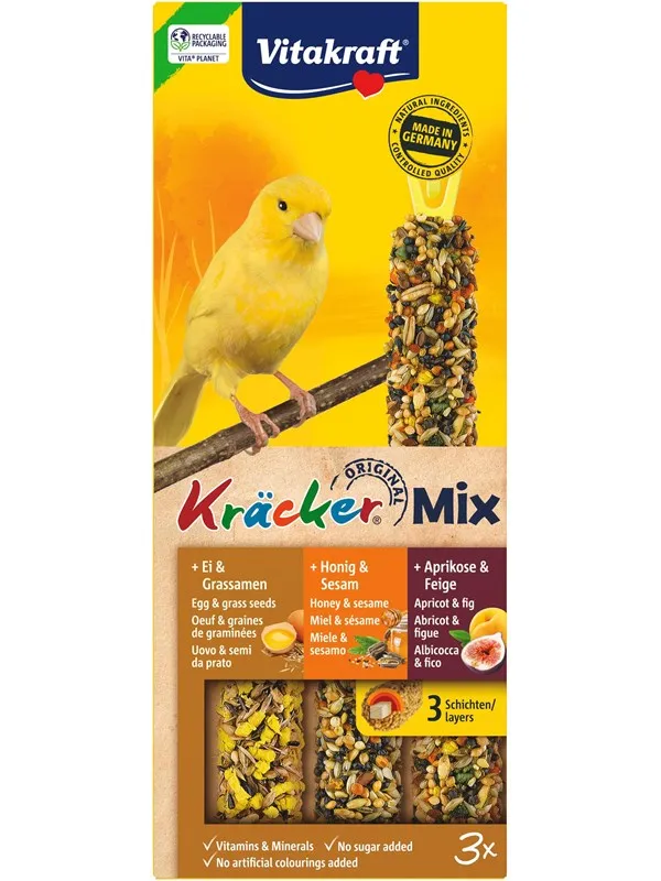 Vitakraft Kräcker® Mix Honning/Gress/Aprikos til kanarifugl