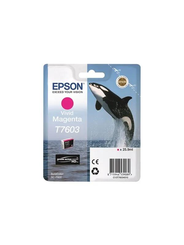 Epson T7603 - vivid magenta - original - ink cartridge