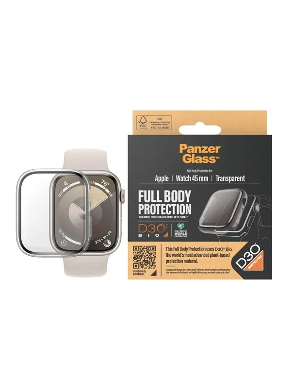 PanzerGlass Screen Protector Full Body Apple Watch Series 9 with D3O | 45mm | Transparent