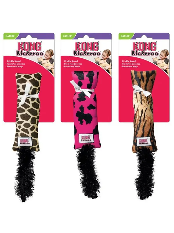 KONG Cat Toy Kickeroo Safari Catnip Assorted Colors 29cm