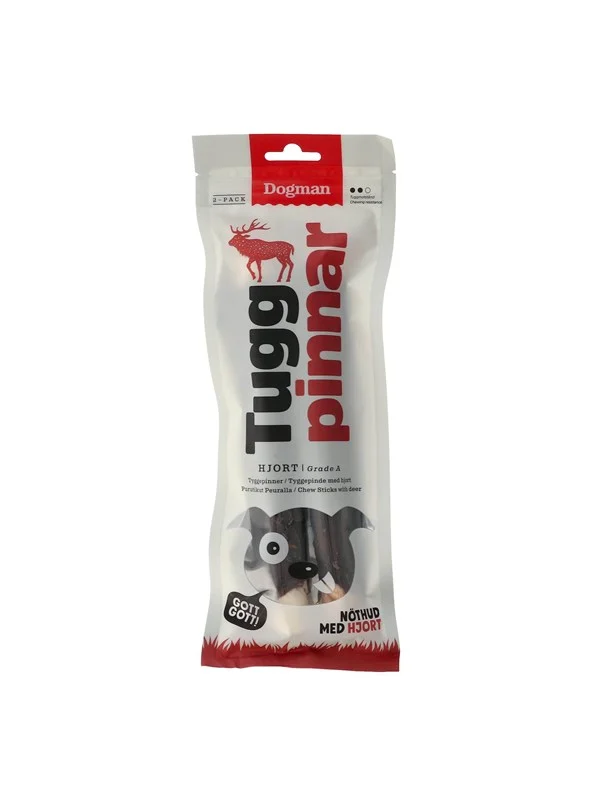 Dogman Hundegodbiter Tyggepinner Hjort 20cm 120g (2-Pack)