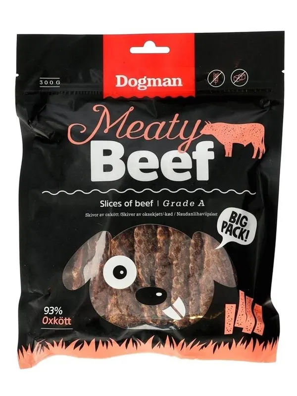 Dogman Meaty Storfeskiver kornfrie hundegodbiter 300g