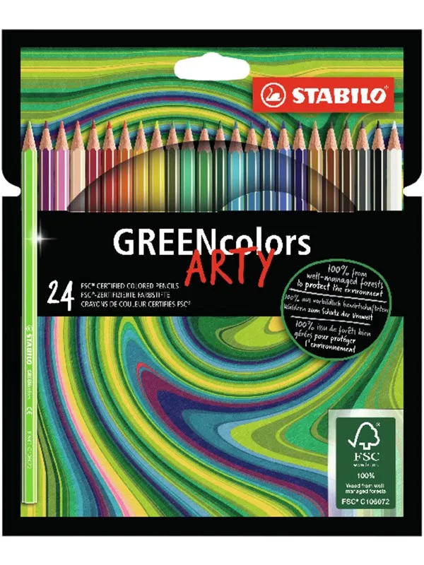 STABILO ® Arty GREENcolors FSC®-certified colored pencil cardboard wallet of 24 pens