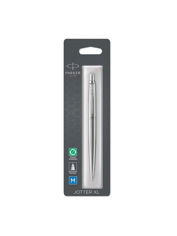 Parker Jotter XL Ballpoint Pen | Monochrome Stainless | Medium Point | Blue Ink