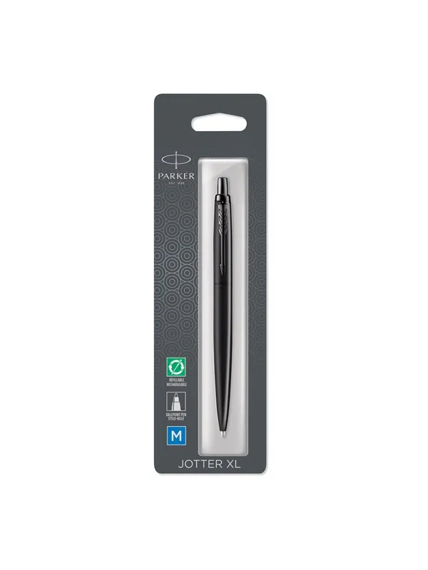 Parker Jotter XL Ballpoint Pen | Monochrome Matte Black | Medium Point | Blue Ink | Blister Pack