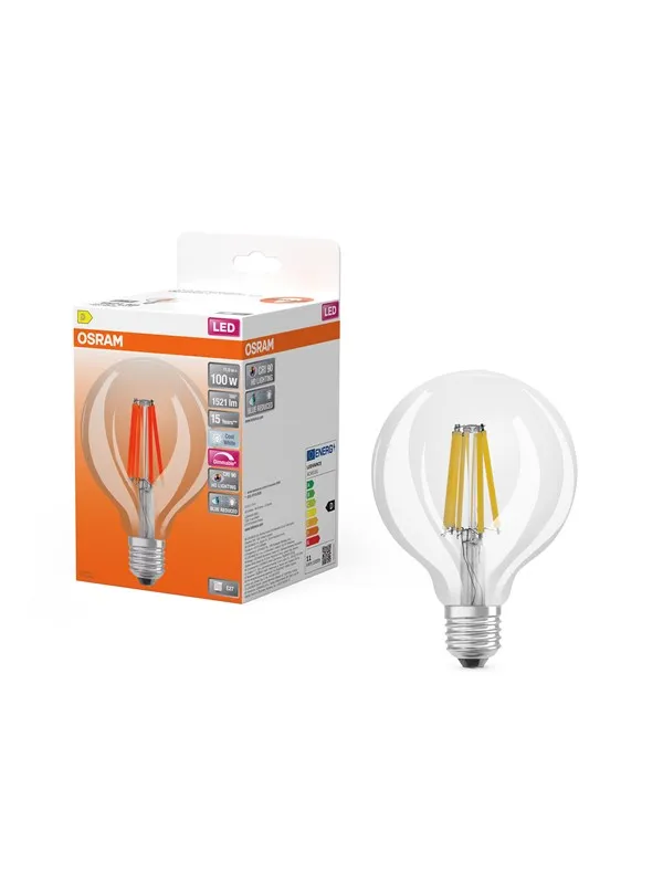 Osram LED-lyspære LED Comfort globe95 filament 1521lm 11W/940 (100W) E27 dimmable E27