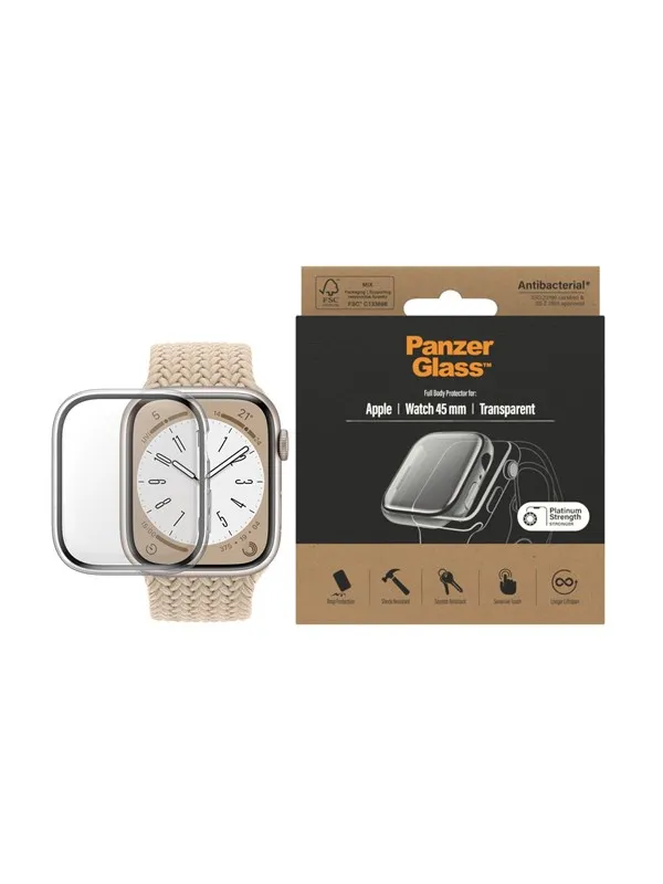 PanzerGlass Screen Protection Full Body Apple Watch Series 9 | 8 | 7 | 45mm | Transparent