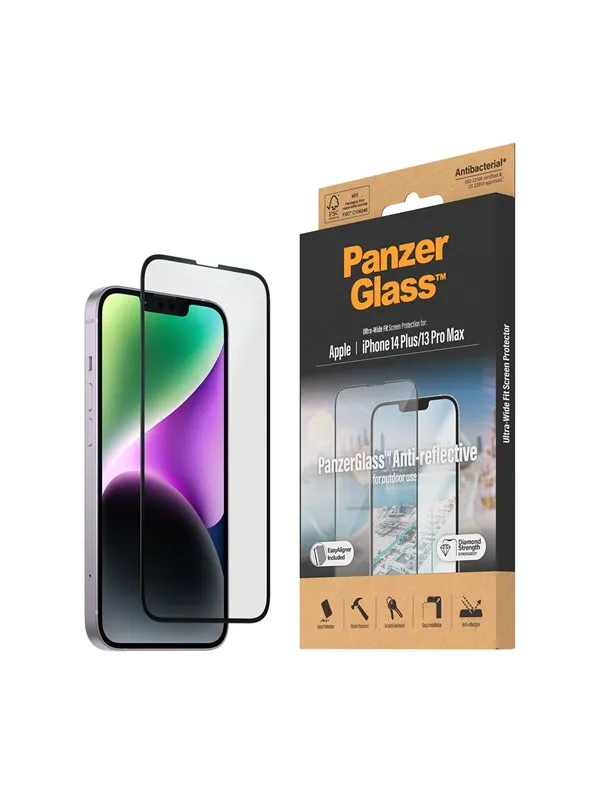 PanzerGlass Anti-Reflective Screen Protector Apple iPhone 14 Plus | 13 Pro Max | Ultra-Wide Fit w. EasyAligner