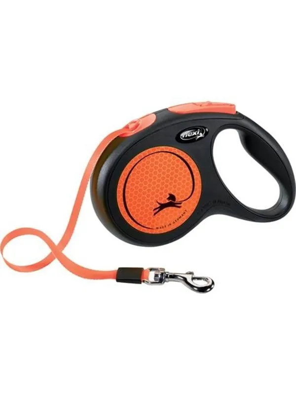 Flexi New NEON leash M 5M 25KG black/neon orange