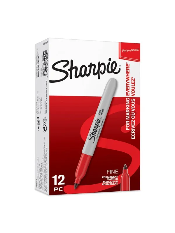 Sharpie Permanent Markers | Fine Point | Red | 12 Count