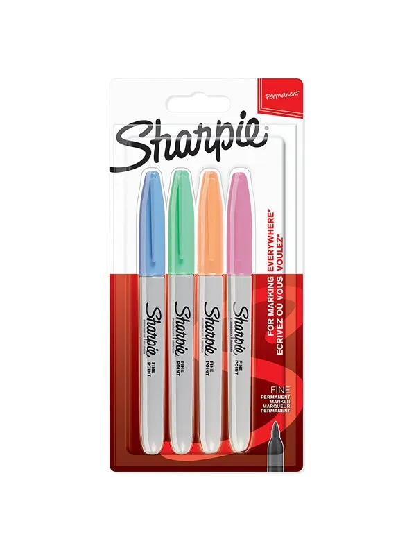 Sharpie Permanent Markers | Fine Point |Pastel Colours | 4 Count