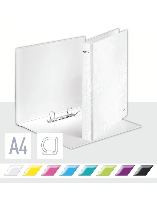 Leitz Ringperm  WOW Laminert kartong A4+ 2DR/25mm Hvit