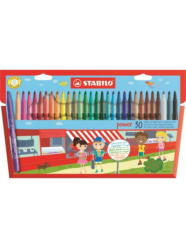 STABILO  Power fibre tip pen cardboard wallet of 30 pens