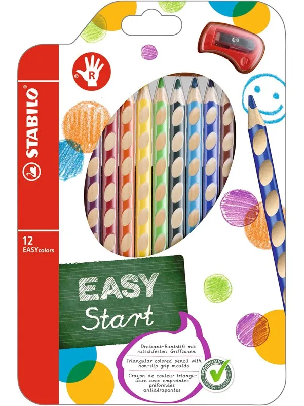 STABILO  Colored pencils EASYCOLOR R 12-STK ASS. For righthanded
