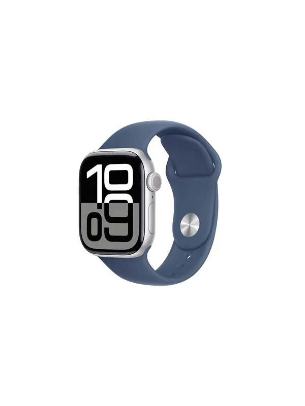Apple Watch Series 10 GPS + Cellular 42mm - Silver Aluminium Case with Denim Sport Band - S/M