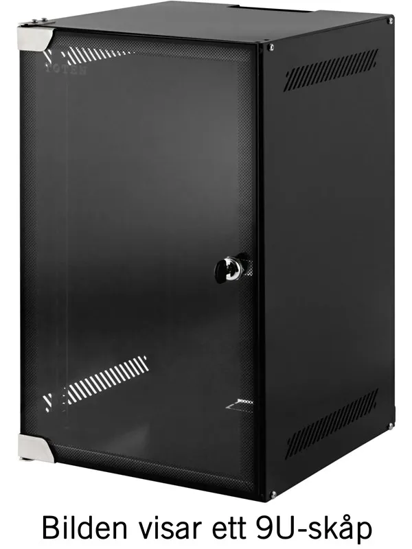 TOTEN 10" veggskap,  12U, 280x310, glassdør, sort