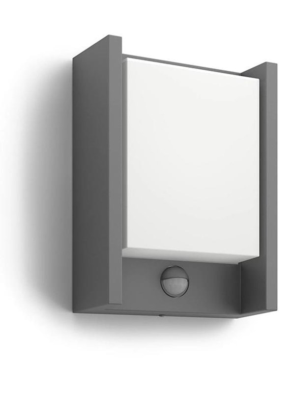 Philips Arbour utendørs vegglampe med sensor, LED 6W, antrasitt