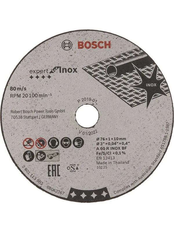 Bosch Kappeskive Expert for Inox A 60 R INOX BF; 76 mm; 1 mm; 10 mm