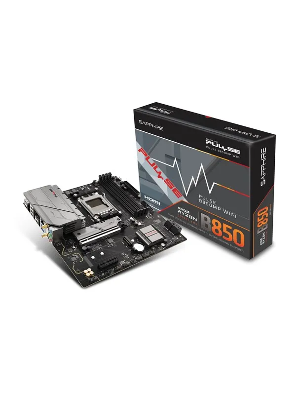 Sapphire PULSE B850M WIFI Hovedkort - AMD B850 - AMD AM5 socket - DDR5 RAM - Micro-ATX