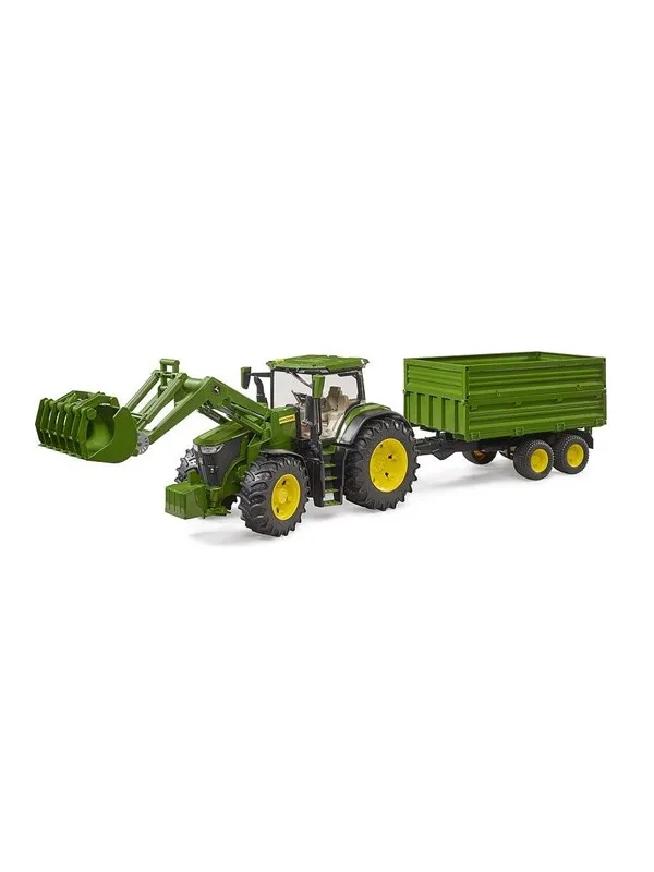 Bruder John Deere 7R 350 with frontloader and tandemaxle tipping trailer