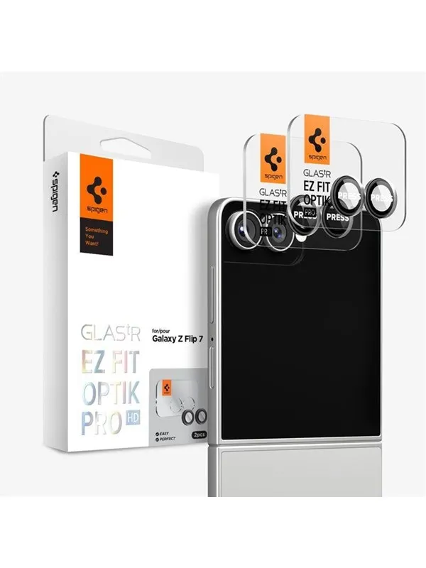 Spigen Glass tR EZ Fit Optik Pro HD 2 Pack - black - Samsung Galaxy Z Flip7