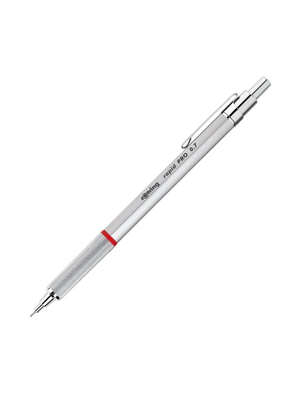 Rotring Rapid Pro Mechanical Pencil | HB 0.7 mm Lead Propelling Pencil | Reduced Lead Breakage | Silver Chrome Full-Metal Barrel