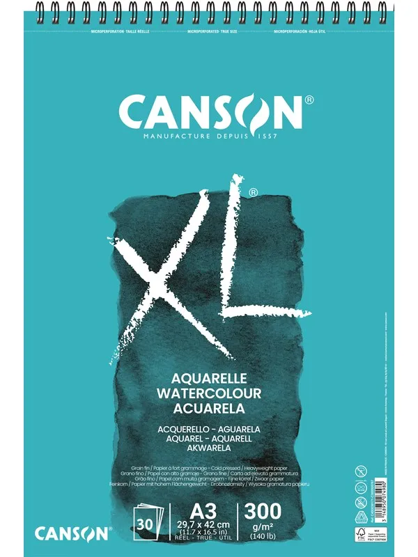 Canson XL Aquarelle CP A3 300G Spiral 30 SH