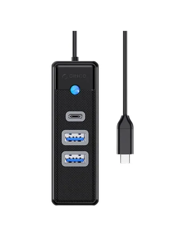 ORICO Hub USB-C to 2x USB 3.0 + USB-C 5 Gbps 0.15m (Black) USB-hub - USB 3.0 - 3 porter - Svart