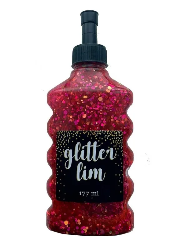 Hobby Mate Glitter glue coarse glitter Red 177 ml.
