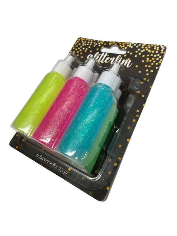 Hobby Mate Glitter Glue Laser 6*23g. Pastel colors.