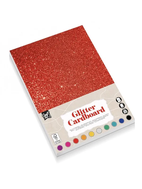 Creative Craft Group Cardboard A4 Glitter 200g 10 sheets ass.