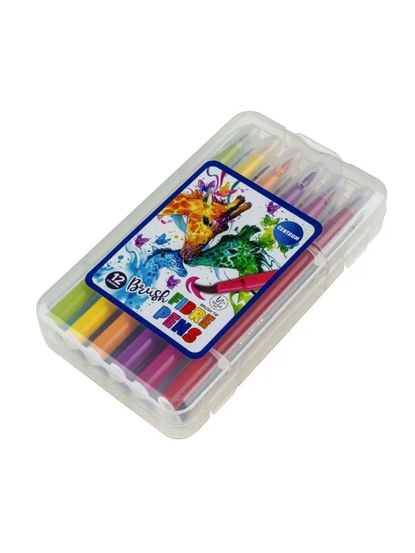 CENTRUM Brush pens - 12 markers in plastic box.